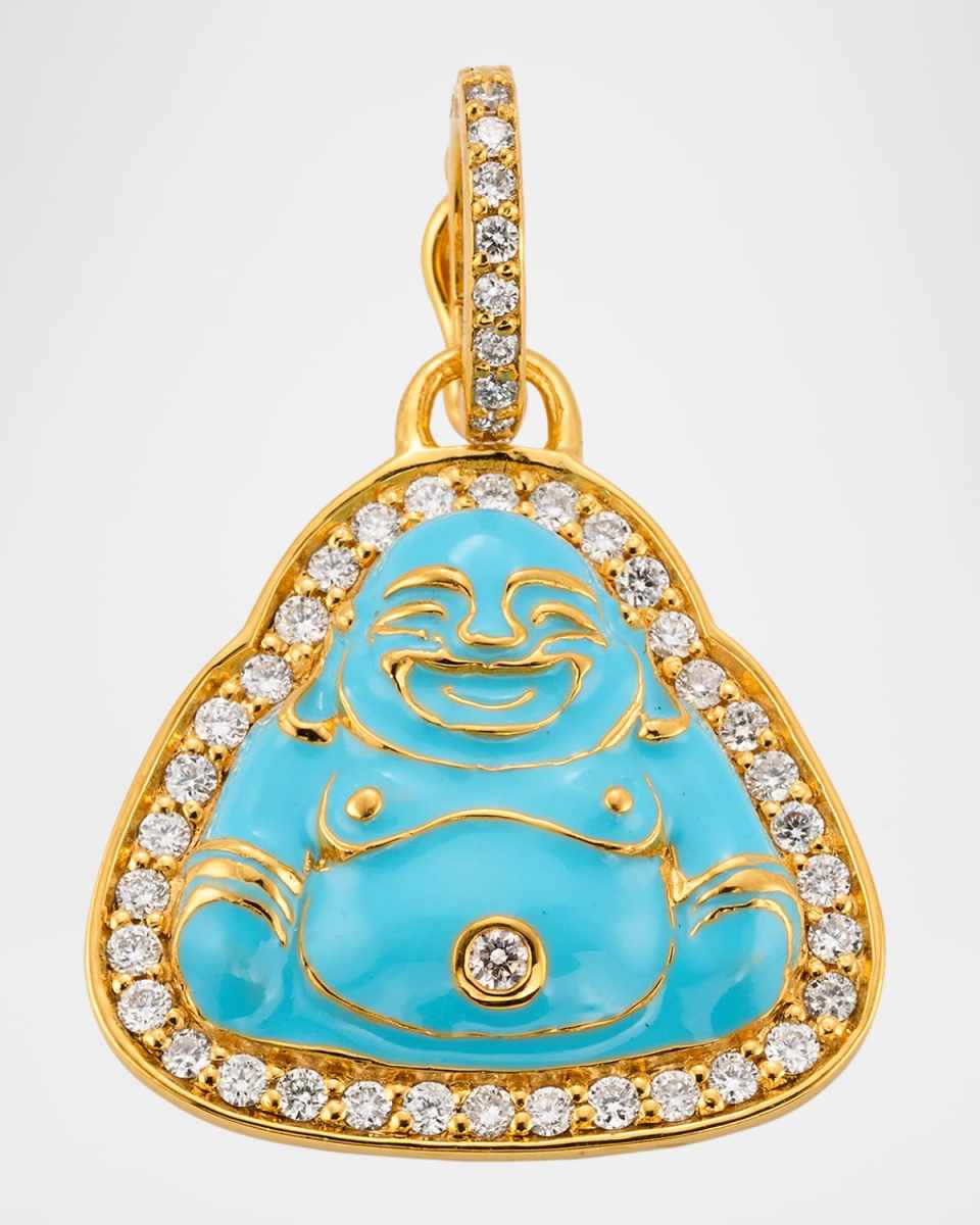 20K Small Happy Buddha Pendant in Sky Blue